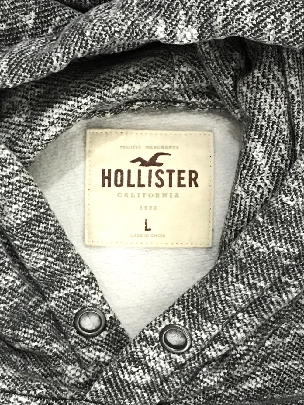 Vintage Y2K Hollister Hoodie Men’s L Grey Red Colourblock Pacific Merchants Tag - Picture 2 of 13